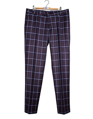Purple Windowpane Check Trouser 