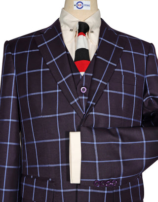 Purple and Blue Windowpane Check Suit