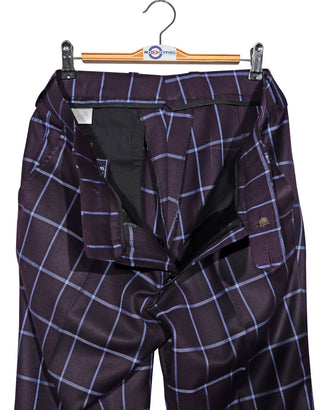 Purple and Blue Windowpane Check Suit