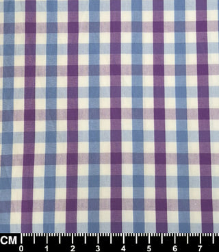 Purple and Sky Blue Gingham Short Sleeve Fabric