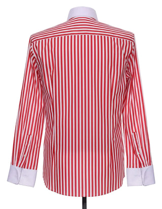Red & White Stripe Penny Pin Collar Shirt