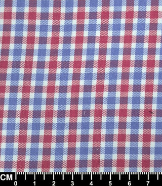 Red Blue Gingham Short Sleeve Fabric