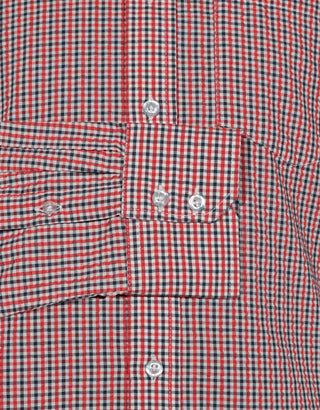 Seersucker Shirt - Red and Black Gingham Check Shirt
