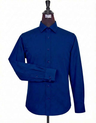  Royal Blue Spread Collar Shirt
