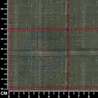 Sage Green & Rust Red Windowpane Check 