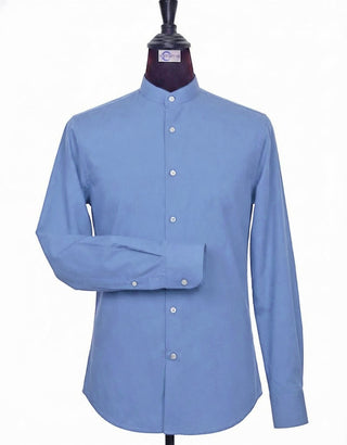  Sky Blue Mandarin Collar Shirt