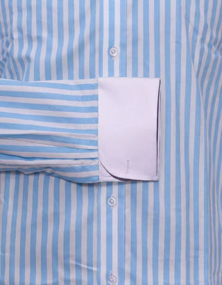 Blue & White Stripe Penny Pin Collar Shirt