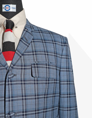 This Jacket Only - Sky Blue Prince of Wales Check Jacket Size 40S