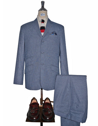 Mod Suit - Sky Blue Small Houndstooth Suit