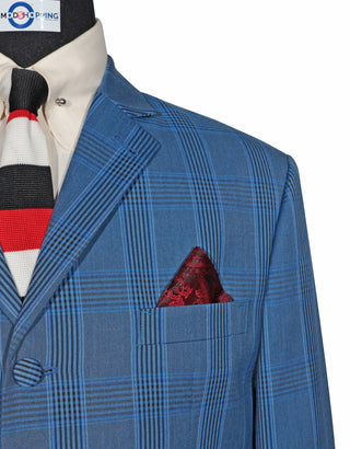 Sky Blue  Prince Of Wales Check Blazer Jacket