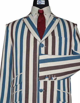 Sky Blue and Brown Striped Blazer 