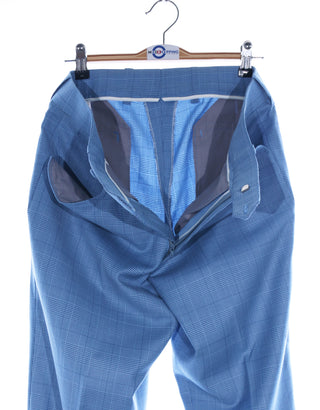 Sky Blue Prince of Wales Check 3 Piece Suit