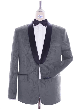 Grey Paisley Velvet Tuxedo Jacket Cuff