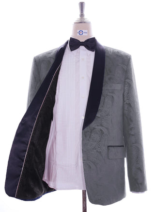 Grey Paisley Velvet Tuxedo Jacket Lining