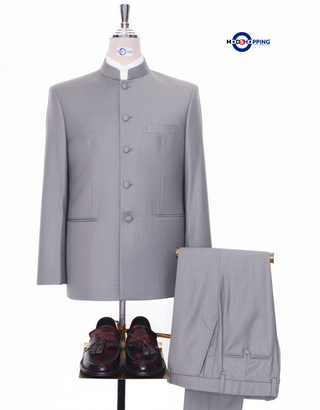 Nehru Collar Suit | Pale Grey Nehru Suit