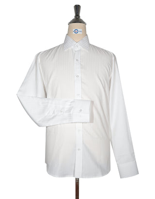 Spread Collar Shirt - White Herringbone Spread Collar Shirts