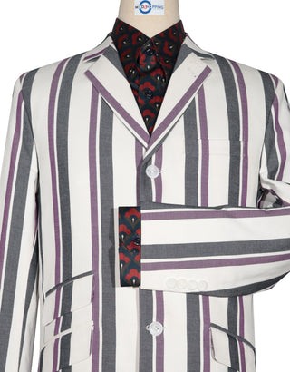 White Purple and Black Striped Blazer
