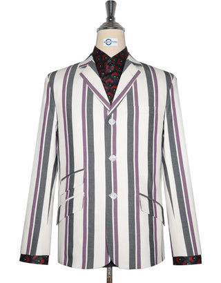 Boating Blazer - White Purple and Black Striped Blazer