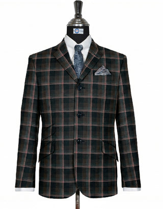 Black, Brown and Pink Windowpane Check Men’s Blazer Jacket