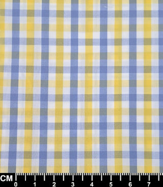 Yellow & Sky Blue Gingham Short Sleeve Fabric