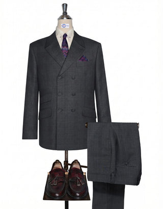 Mod Suit - Charcoal Grey POW Check Double Breasted Suit