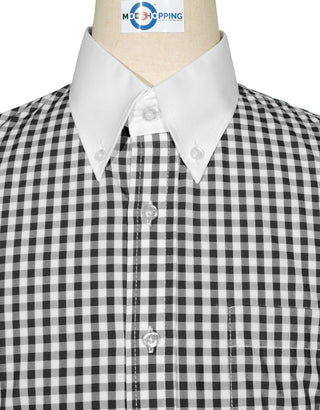 Button Down Shirt -  Black Gingham Check Shirt