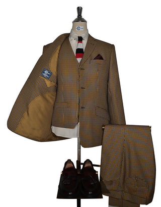 Brown and Black Houndstooth 3 Piece Suit