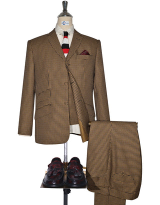 Brown and Black Houndstooth 3 Piece Suit