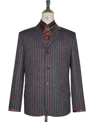 Boating Blazer - Charcoal Grey and Red Striped Blazer