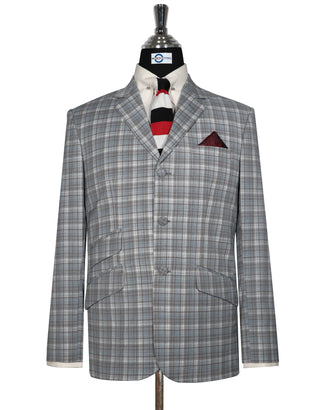 Mod Blazer - Sky Blue and Grey Check Blazer