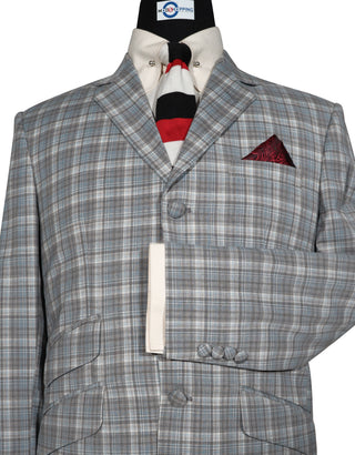 Mod Blazer - Sky Blue and Grey Check Blazer