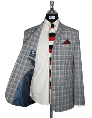 Mod Blazer - Sky Blue and Grey Check Blazer