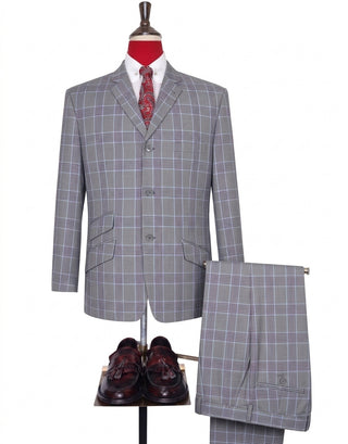 Light Grey Glen Paid Check Suit for men