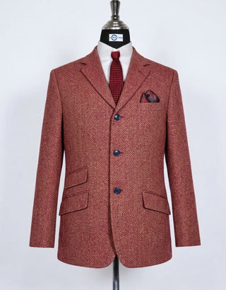 Tweed Jacket | Tailored Pink Herringbone Tweed Jackets