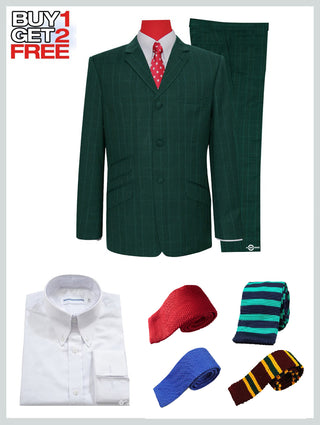 Suit Package | Olive Green Prince Of Wales Check Suit