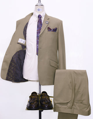 Suit Package - 60s Mod Fashion Pale Brown Suit