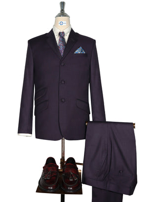 Mod Suit - 60s Vintage Style Dark Purple Suit for Men