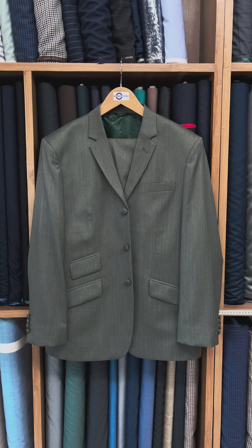 Men's Grey Herringbone Suit - 1960s Mod Style