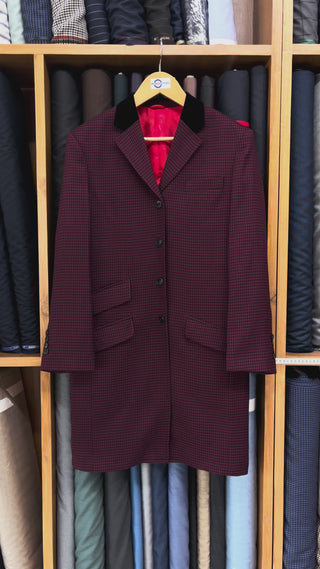 Burgundy Houndstooth Overcoat