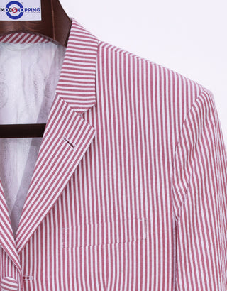 Red Berry Seersucker Suit