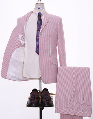 Red Berry Seersucker Suit
