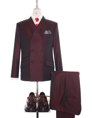 Double Breasted Suit - Wine and Black Two Tone Suit - Modshopping Clothing