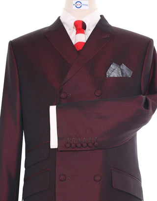 Double Breasted Suit - Wine and Black Two Tone Suit - Modshopping Clothing