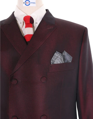 Double Breasted Suit - Wine and Black Two Tone Suit - Modshopping Clothing