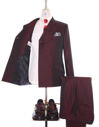 Double Breasted Suit - Wine and Black Two Tone Suit - Modshopping Clothing