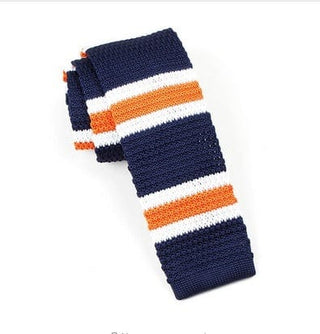 original 60s mod style white, navy blue and orange stripe knitted tie - Modshopping Clothing