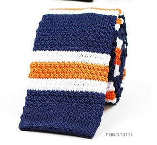 original 60s mod style white, navy blue and orange stripe knitted tie - Modshopping Clothing